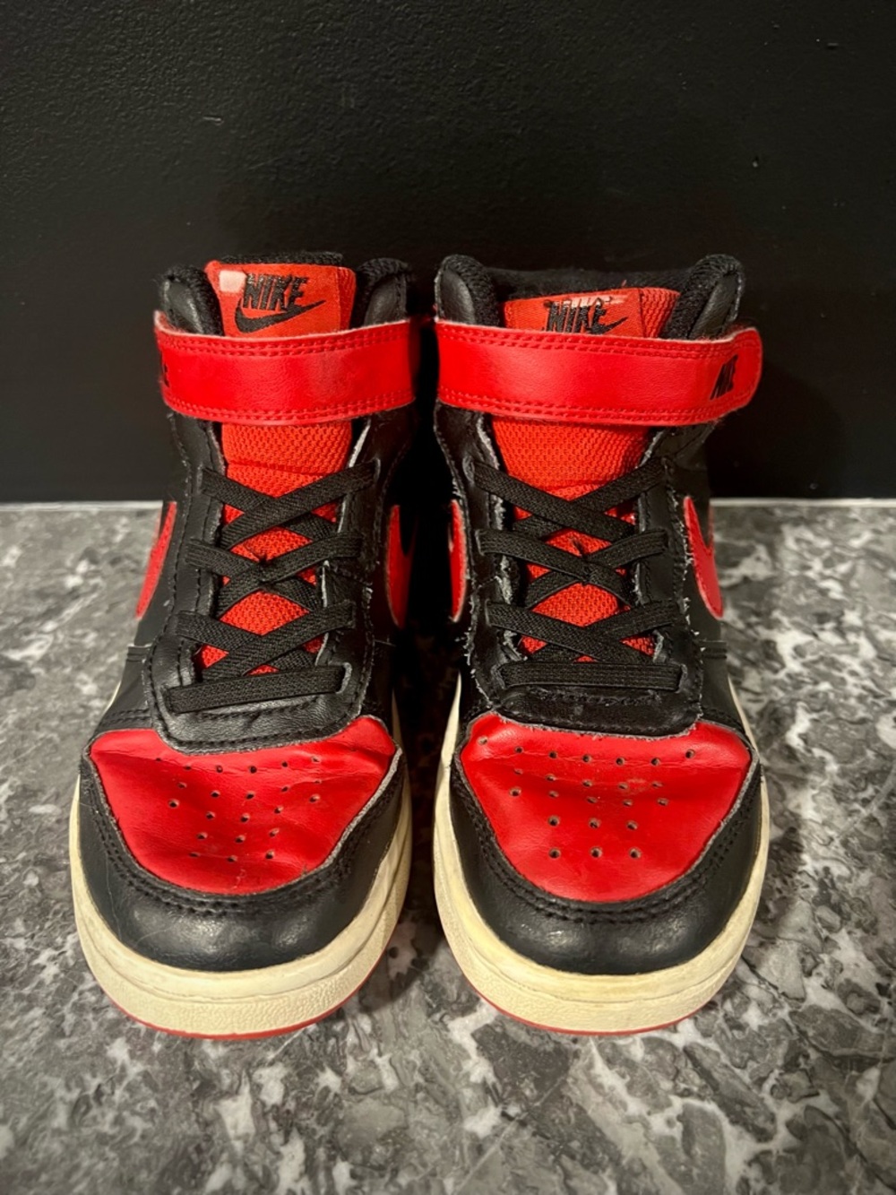 Nike Kids Black and Red High-Top Sneakers